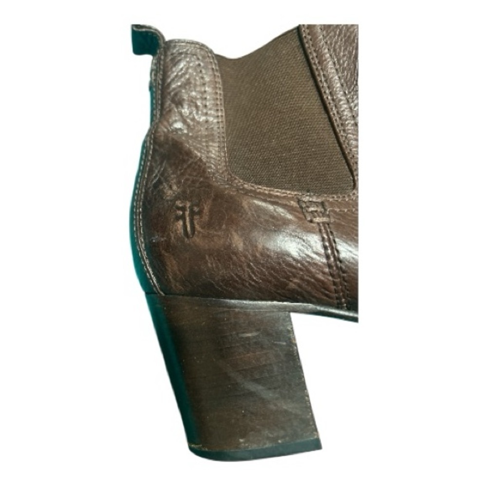 Frye Dark Brown Leather Ankle Booties - Picture 4 of 6